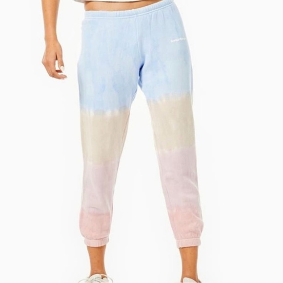 Spiritual Gangster‎ Perfect Terry Sweatpants Joggers in Seashell Tie Dye Size S - Picture 1 of 9